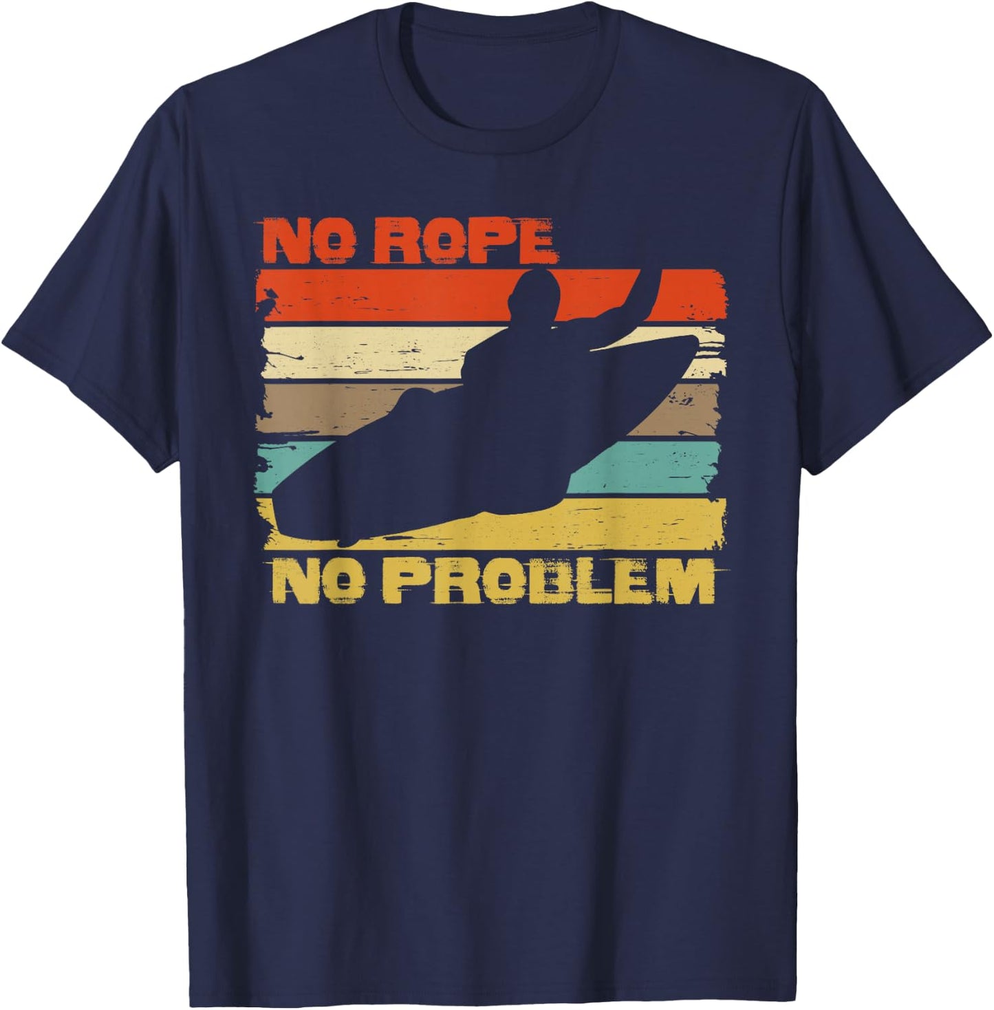 Wakesurfing wake surf vintage NO ROPE shirt for wakesurfer T-Shirt - T-Shirt | Navy