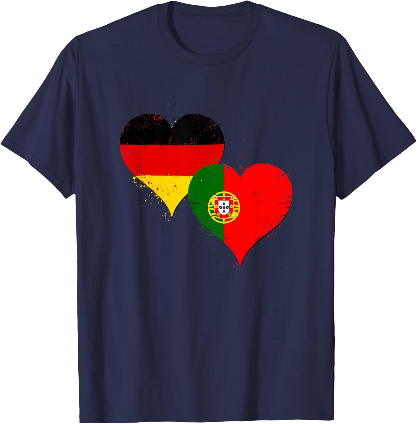 Cool Portugal Germany Flag for Portuguese German Fans Pride T-Shirt - T-Shirt | Navy