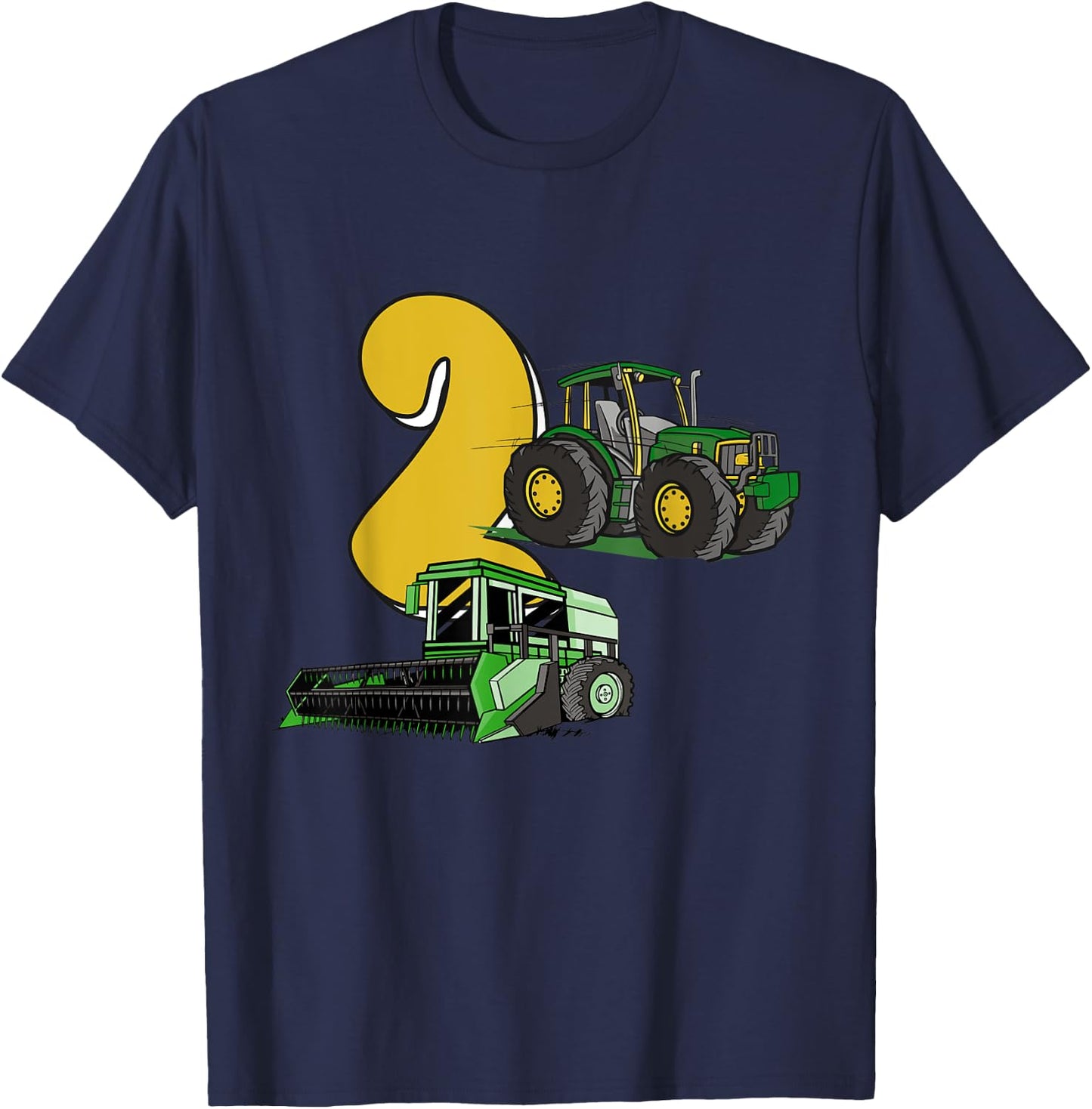 2. Geburtstag Junge, Traktor, Mähdrescher, Bauernhof Kinder T-Shirt - T-Shirt | Navy