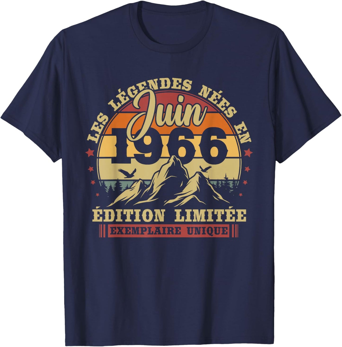 Vintage Juin 1966 Rétro Anniversaire 60 Ans Hommes Femmes T-Shirt - T-Shirt | Navy