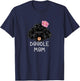 Cute Black Labradoodle doodle with flower T-Shirt - T-Shirt | Navy