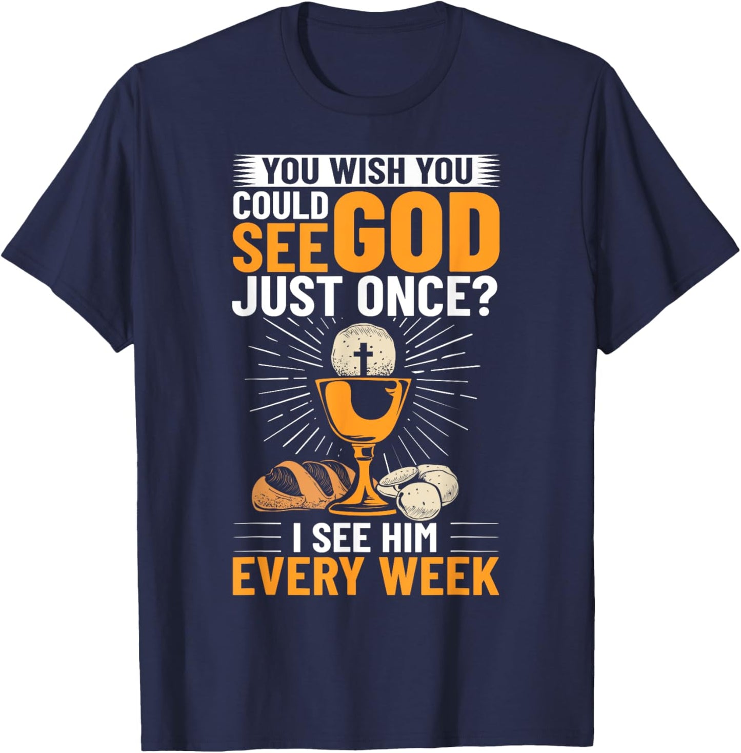 Religious Bible Faith Religion God Communion Christian , Small, Black T-Shirt - T-Shirt | Navy