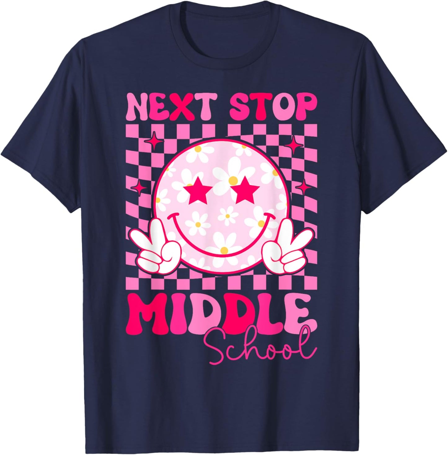 Groovy Next Stop Middle School Elementary School Graduation T-Shirt - T-Shirt | Navy