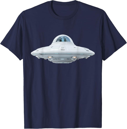 UFO Aliens Flying Saucer Funny Graphic T-Shirt - T-Shirt | Navy