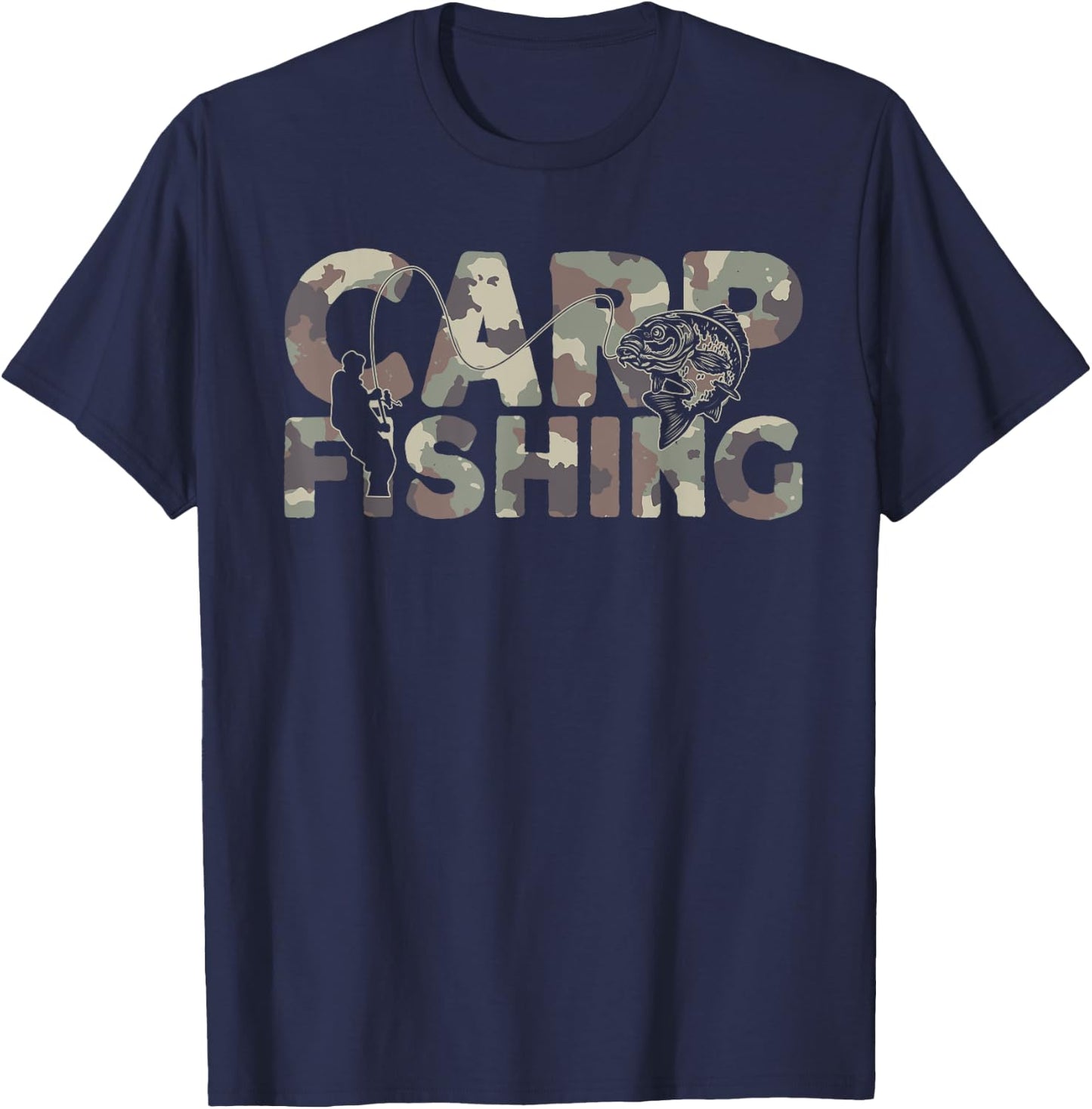 Carp Fishing - Camouflage , Black, S T-Shirt - T-Shirt | Navy
