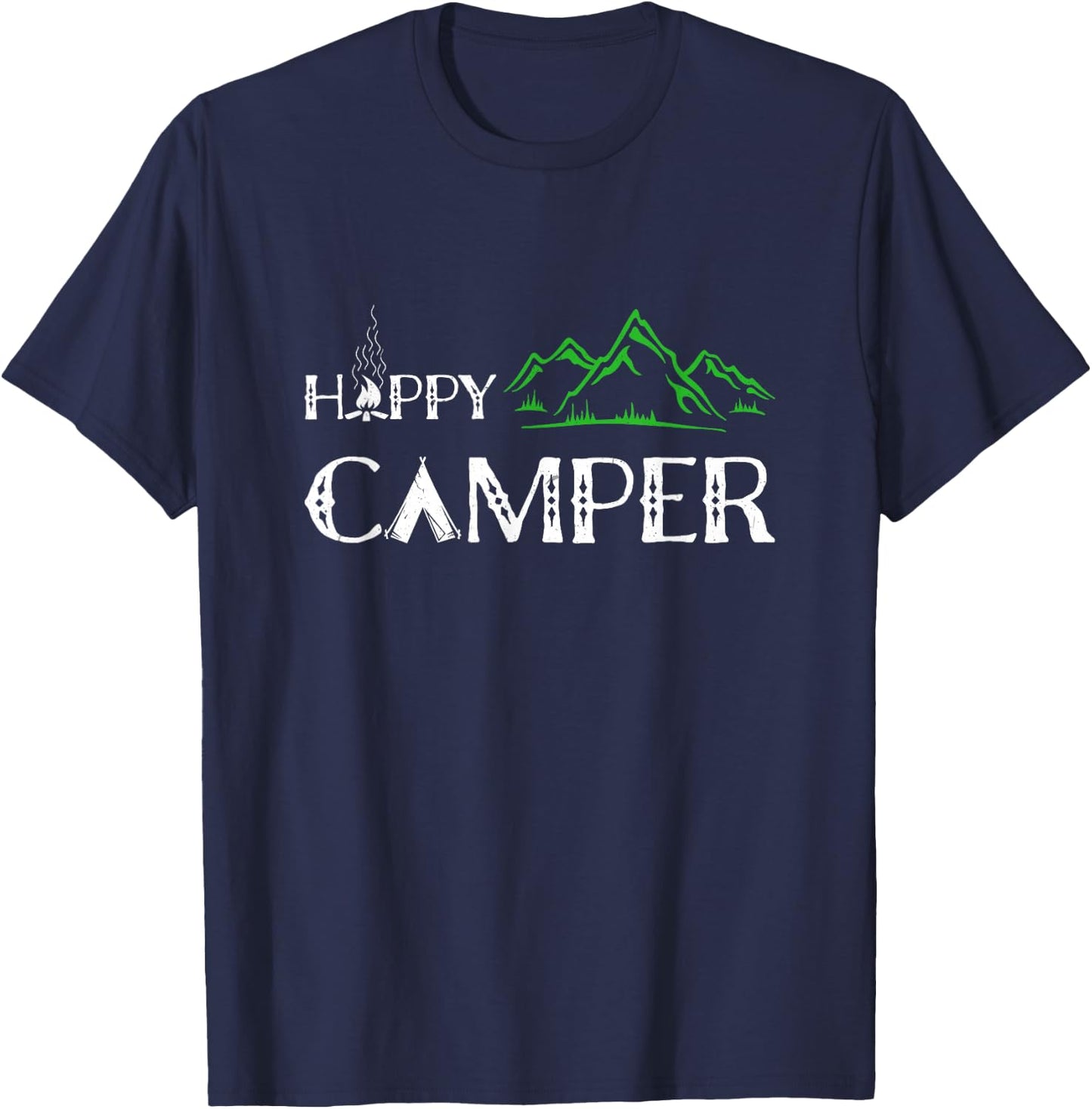 Happy Camper - Camping , Women, and Kids T-Shirt - T-Shirt | Navy