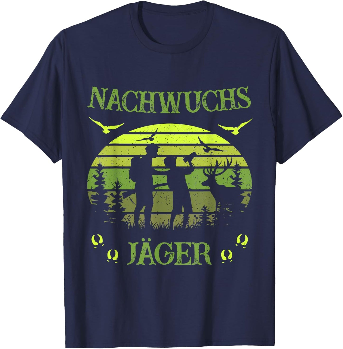Children's with German Text "Jäger - Papa und Son" [German Language], black T-Shirt - T-Shirt | Navy