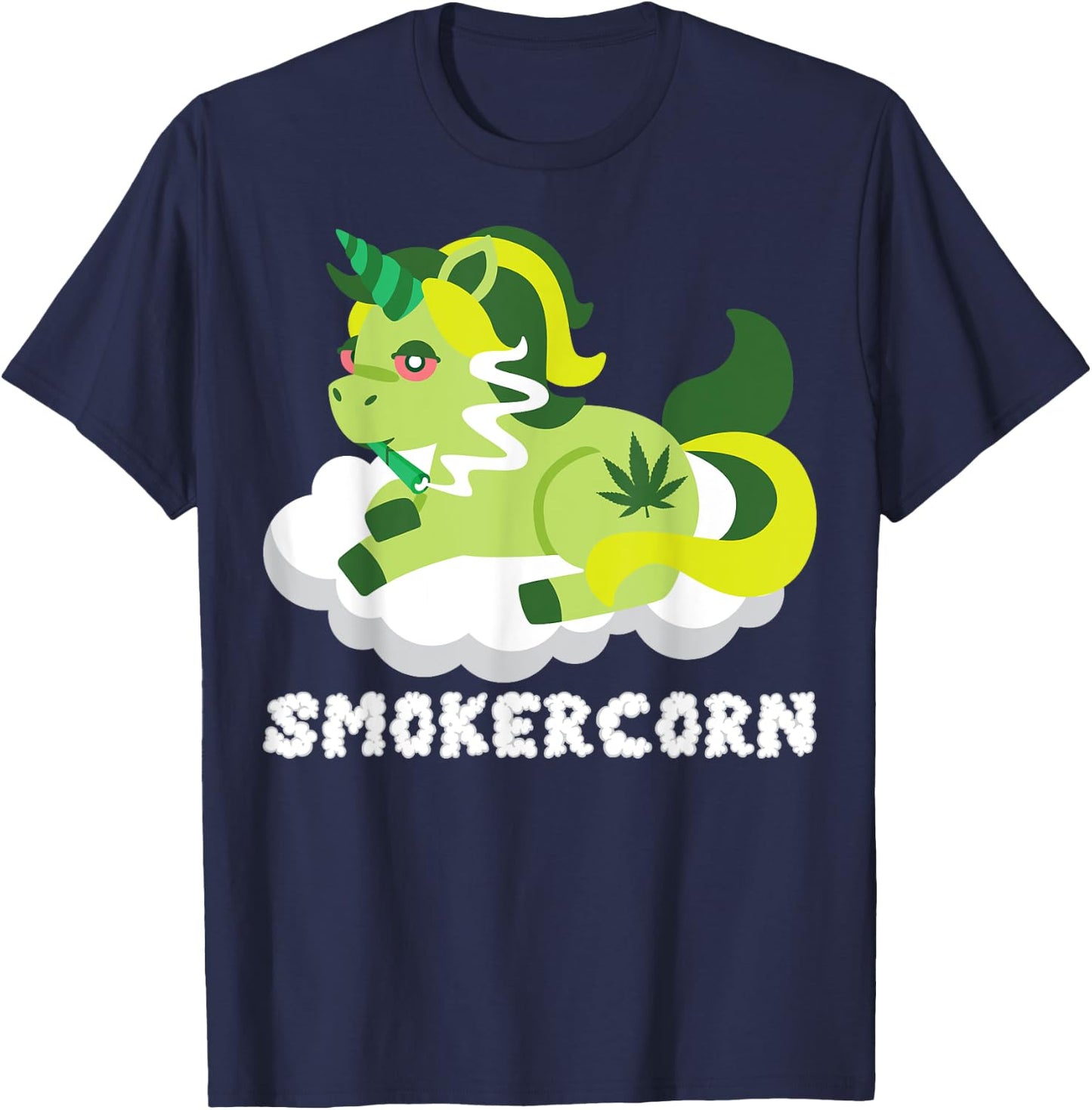 Smokercorn Unicorn 420 Weed Cannabis Marijuana Stoner Gift T-Shirt - T-Shirt | Navy