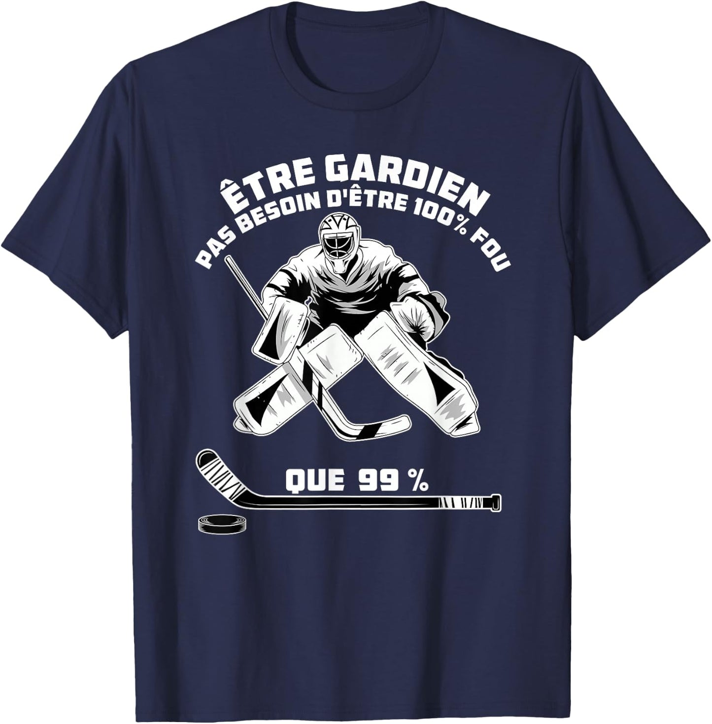 Ice Hockey Sport - Goalkeeper Hockey , Black T-Shirt - T-Shirt | Navy