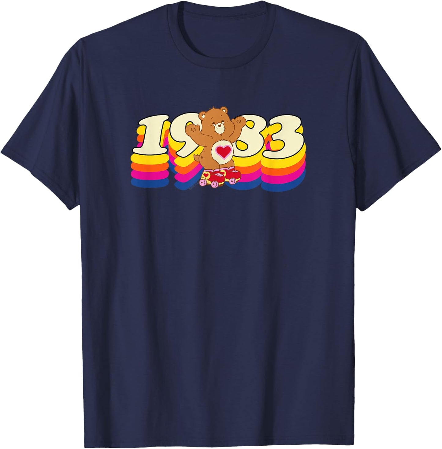 Care Bears Tenderheart 1983 Rollerskating Retro Cartoon T-Shirt - T-Shirt | Navy