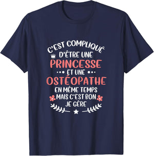 Original Gift Osteopath and Princess Humour T-Shirt - T-Shirt | Navy