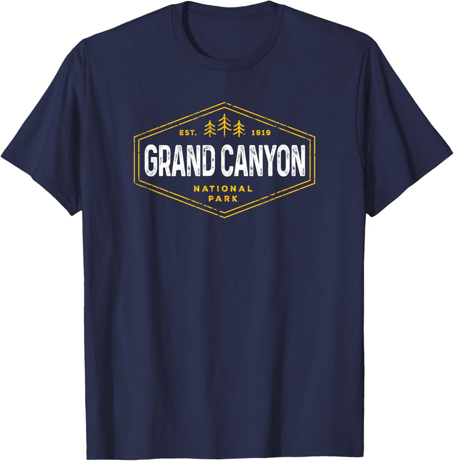 Grand Canyon National Park Shirt Vintage Hexagon Badge Hike T-Shirt - T-Shirt | Navy