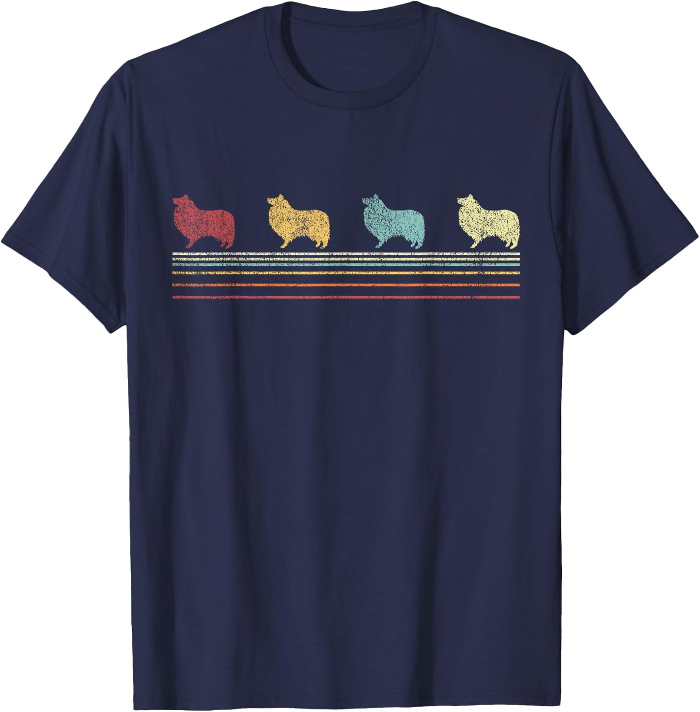 Retro Sheltie Mom Sheltie Dad Shetland Sheepdog Vintage T-Shirt - T-Shirt | Navy