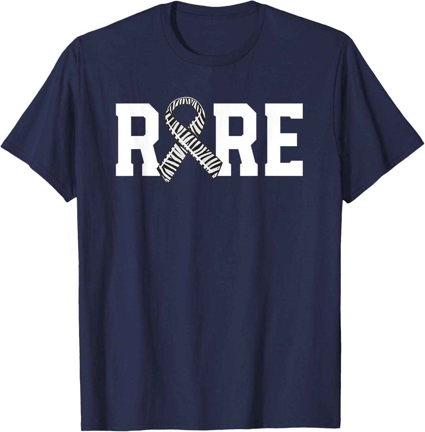 Rare Disease Awareness Walk Zebra Ribbon EDS Carcinoid T-Shirt - T-Shirt | Navy