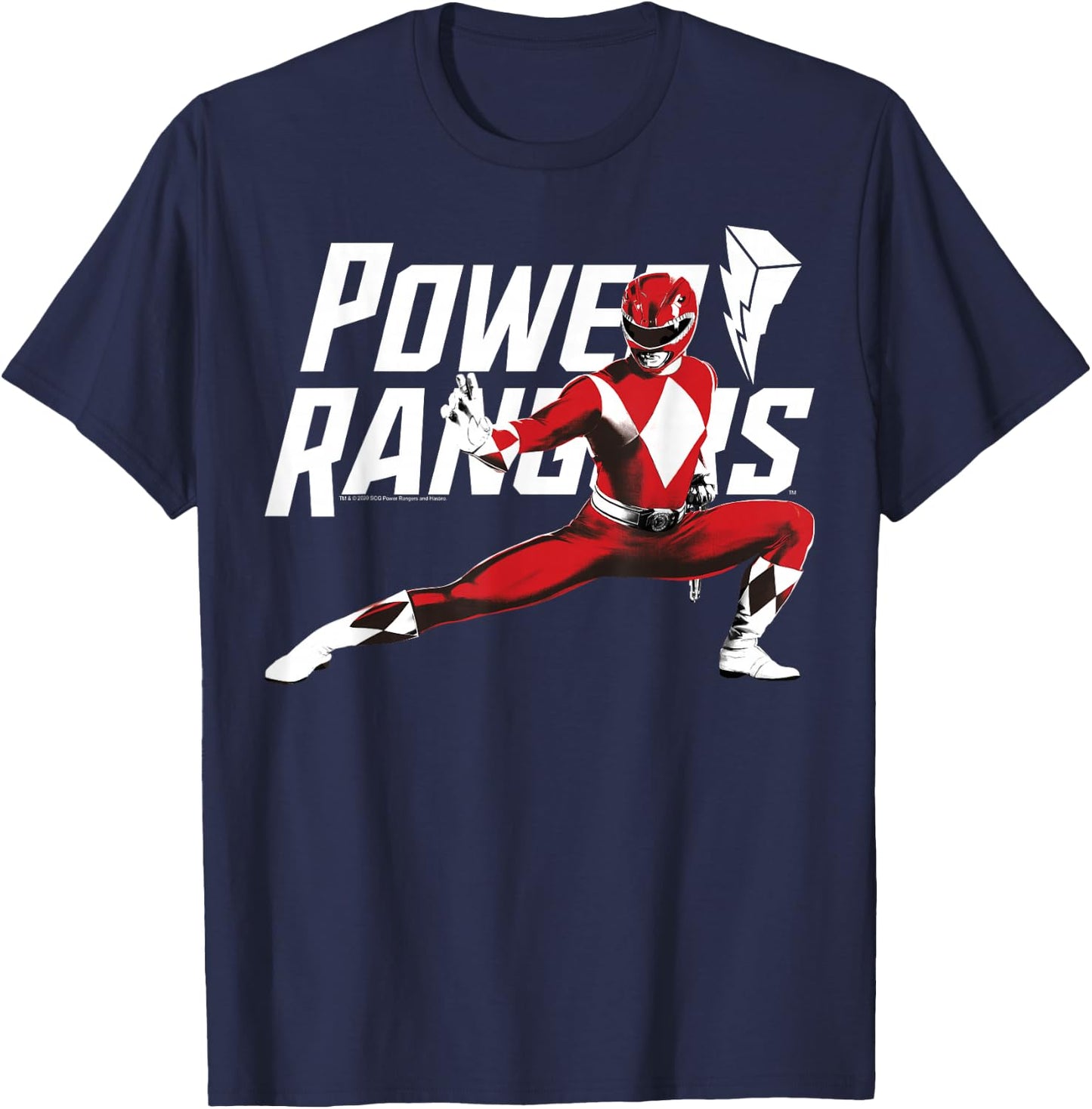 Power Rangers Red Ranger Karate Action Pose Logo T-Shirt - T-Shirt | Navy