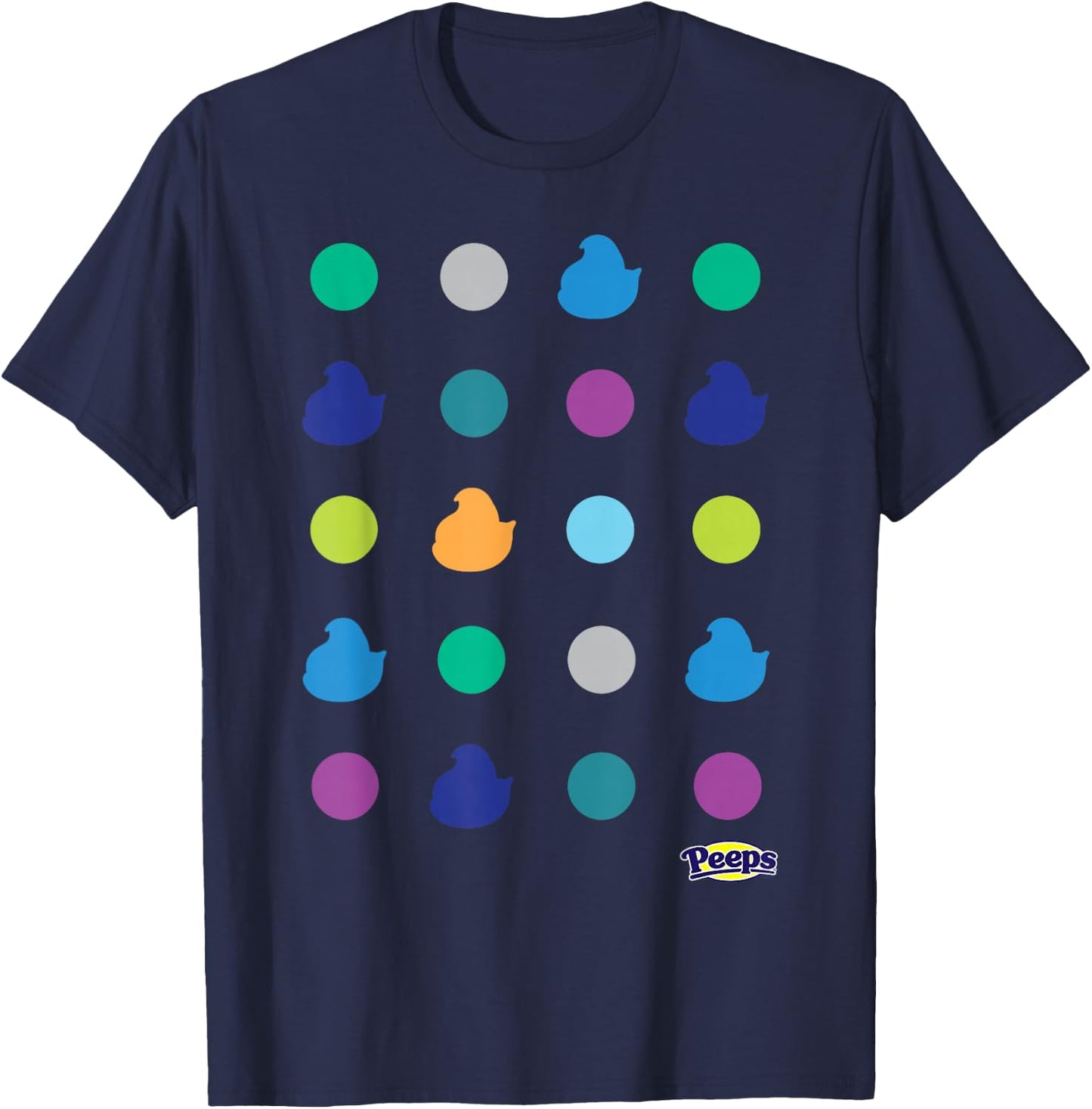Peeps Easter Minimalist Chicks & Dots Pop Art T-Shirt - T-Shirt | Navy