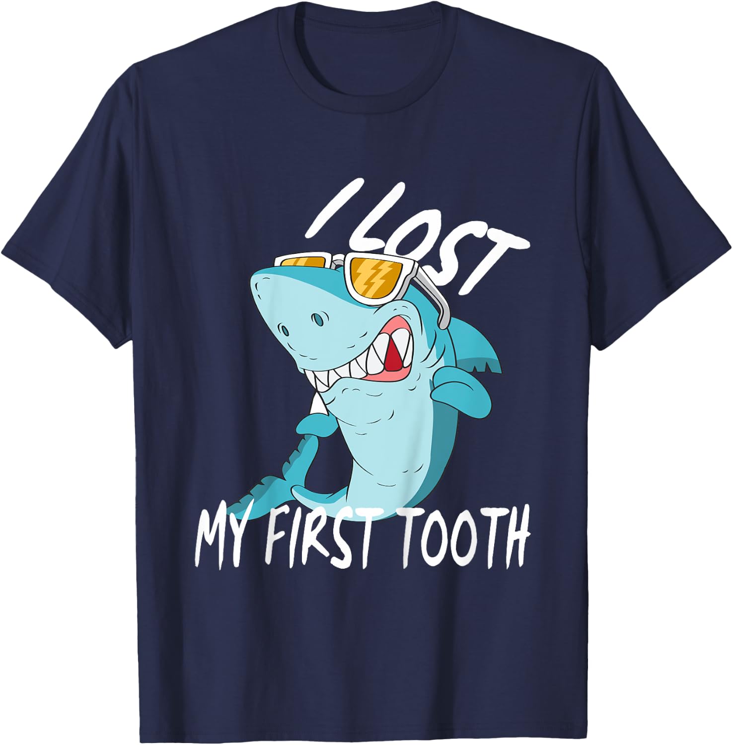 Funny Tooth Fairy Gifts - Cute Shark I Lost My First Tooth T-Shirt - T-Shirt | Navy