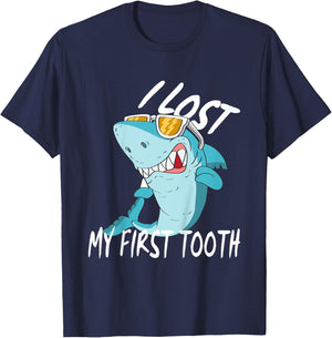 Funny Tooth Fairy Gifts - Cute Shark I Lost My First Tooth T-Shirt - T-Shirt | Navy