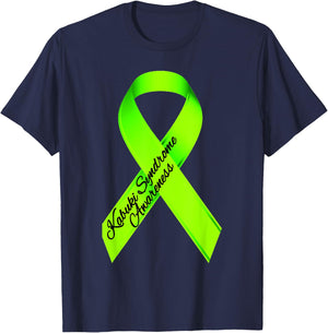 Kabuki Syndrome Awareness Lime Green Graffiti Ribbon T-Shirt - T-Shirt | Navy