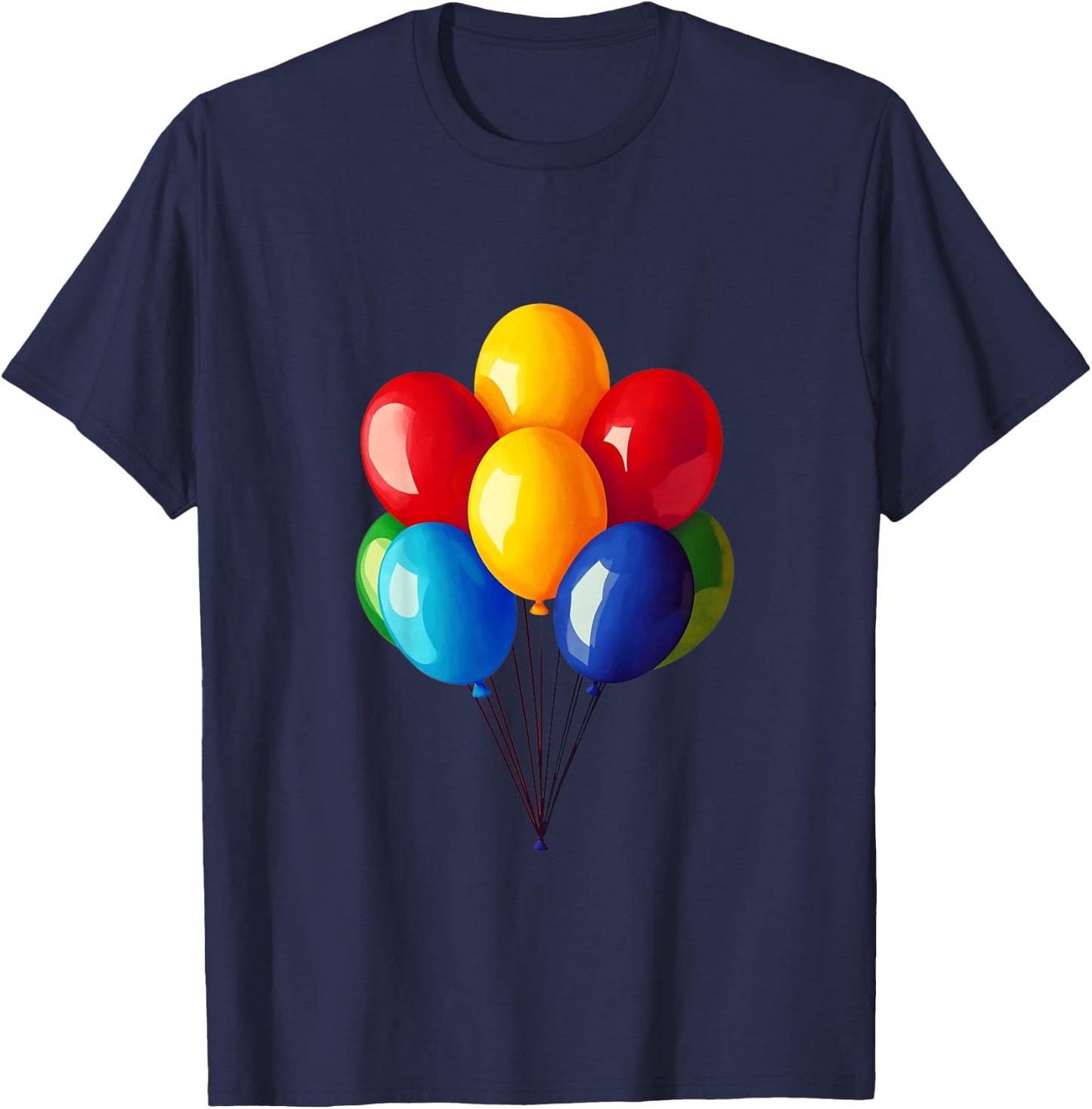 Kids Colorful Balloons Celebration Party Decor T-Shirt - T-Shirt | Navy