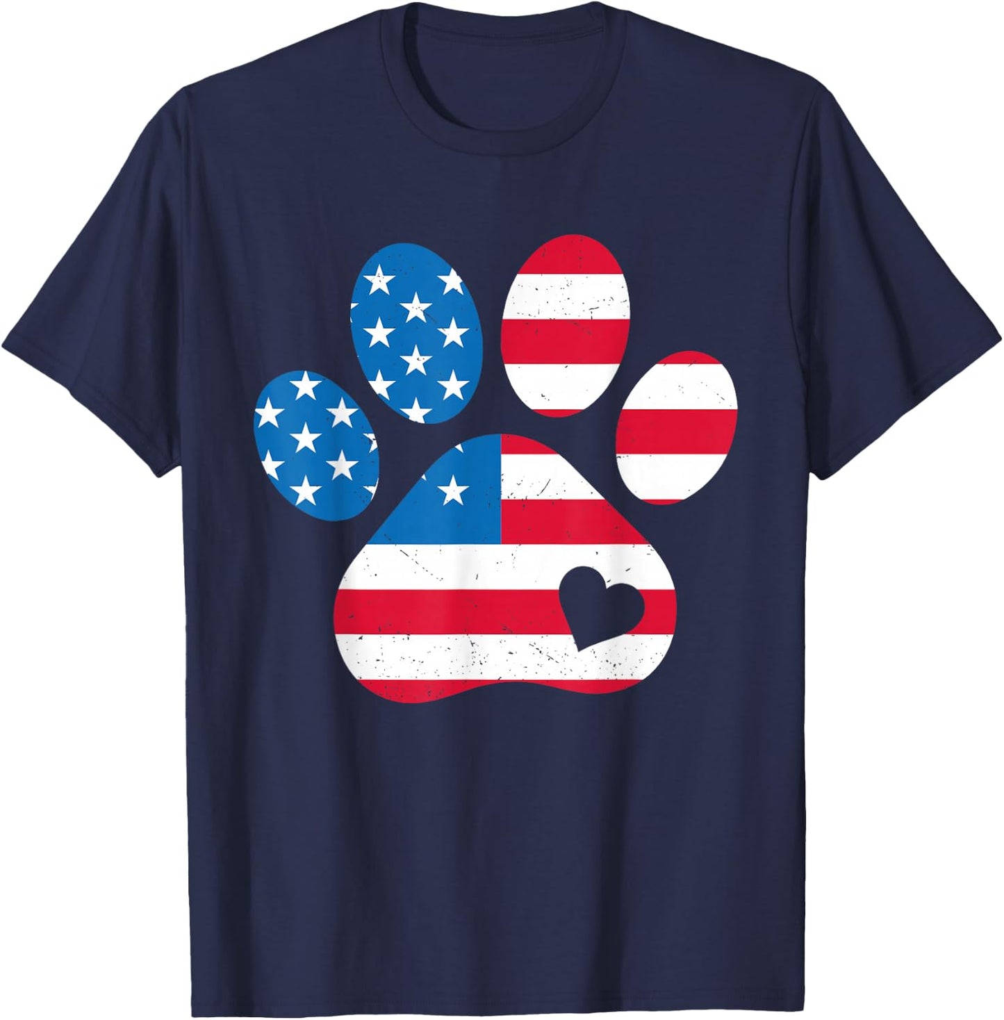 USA Dog Paw Print American 4th of July Puppy Paws Patriotic T-Shirt - T-Shirt | Navy