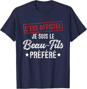 It's official, I'm the favorite stepson , Black, S T-Shirt - T-Shirt | Navy