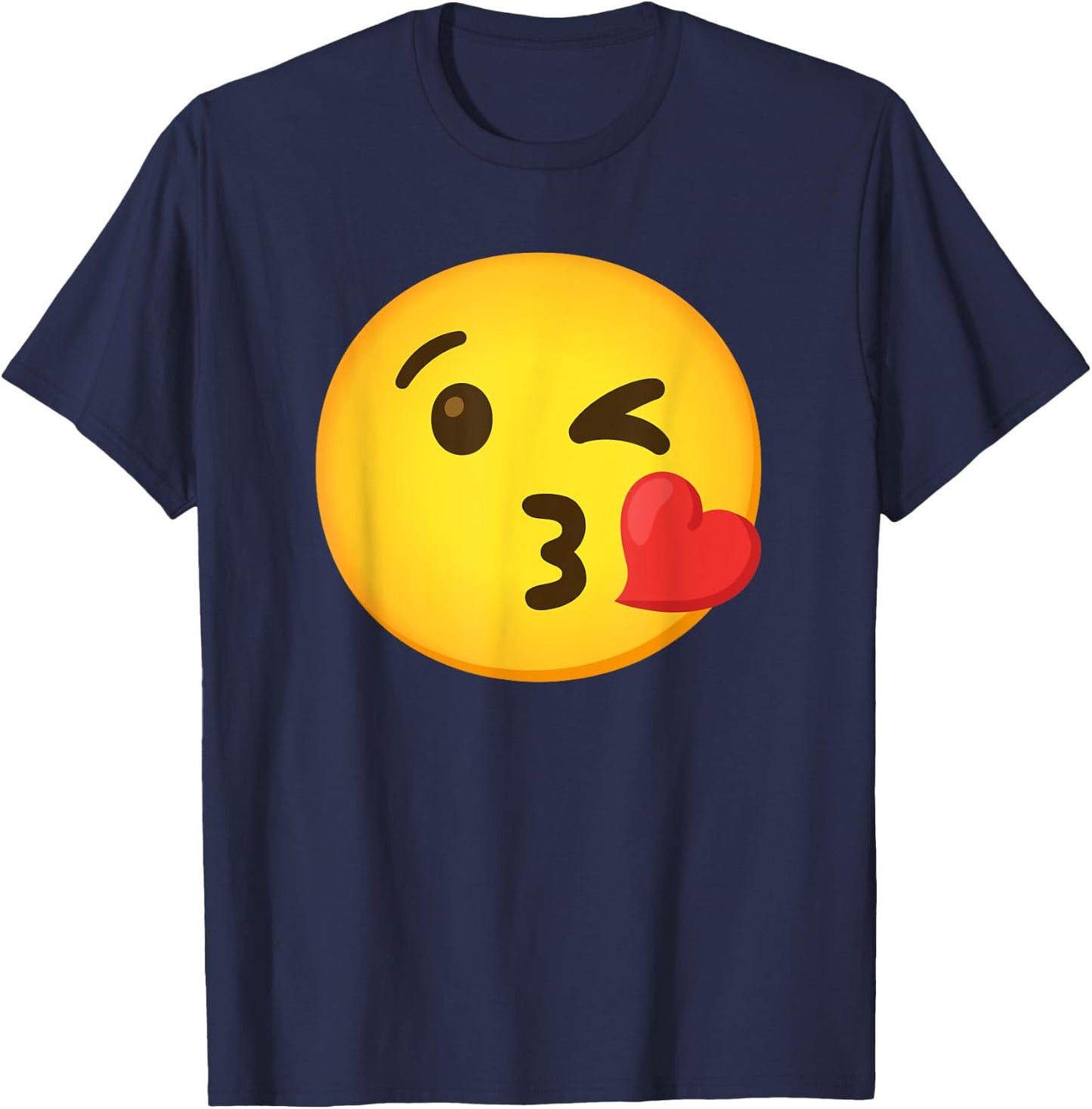 Emoticon Heart with a Kiss T-Shirt - T-Shirt | Navy
