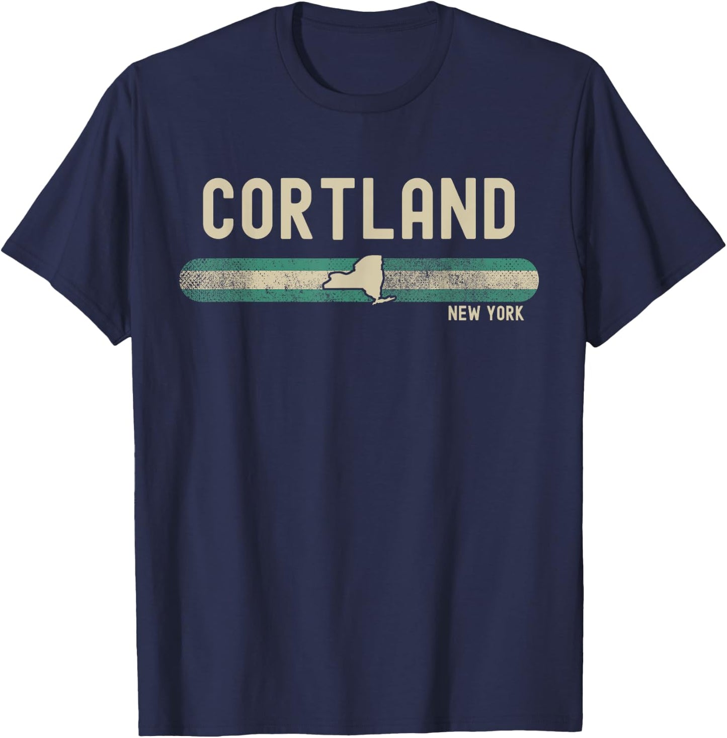 Cortland NY | New York | Travel & 80s Style T-Shirt - T-Shirt | Navy