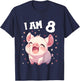 Kids 8 Years old 8 birthday Pigs Boy Girl Pig T-Shirt - T-Shirt | Navy