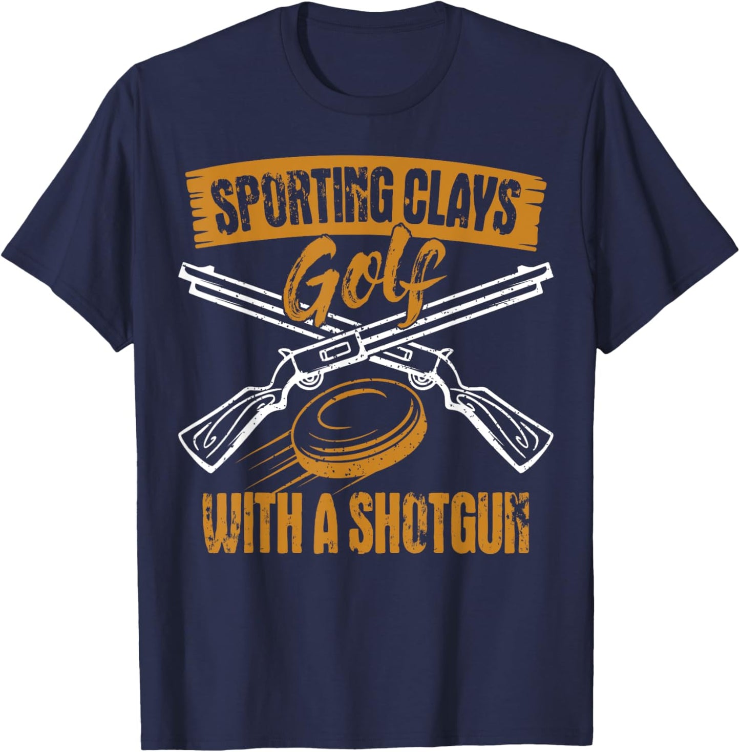 Sporting Clays Enthusiast Clay Pigeon Golf With A Shotgun T-Shirt - T-Shirt | Navy