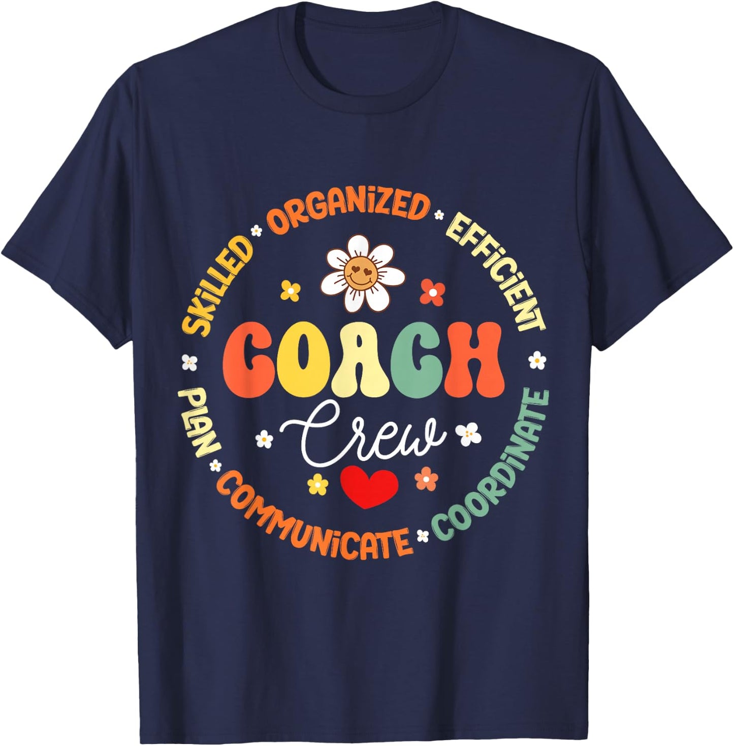 Groovy Instructional Coach Crew Back to School Group T-Shirt - T-Shirt | Navy