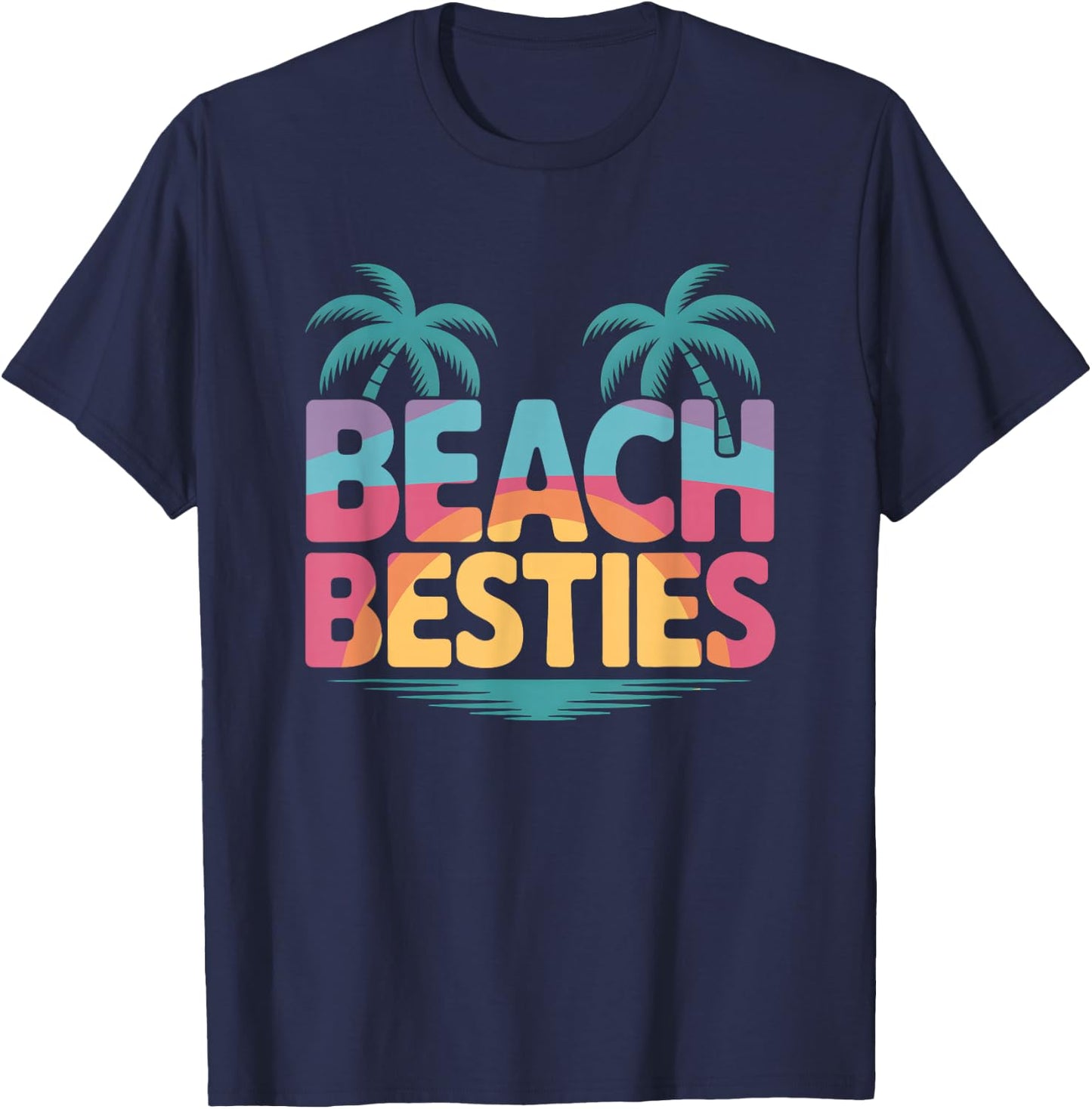 Beach Besties Summer Vacation Design T-Shirt - T-Shirt | Navy