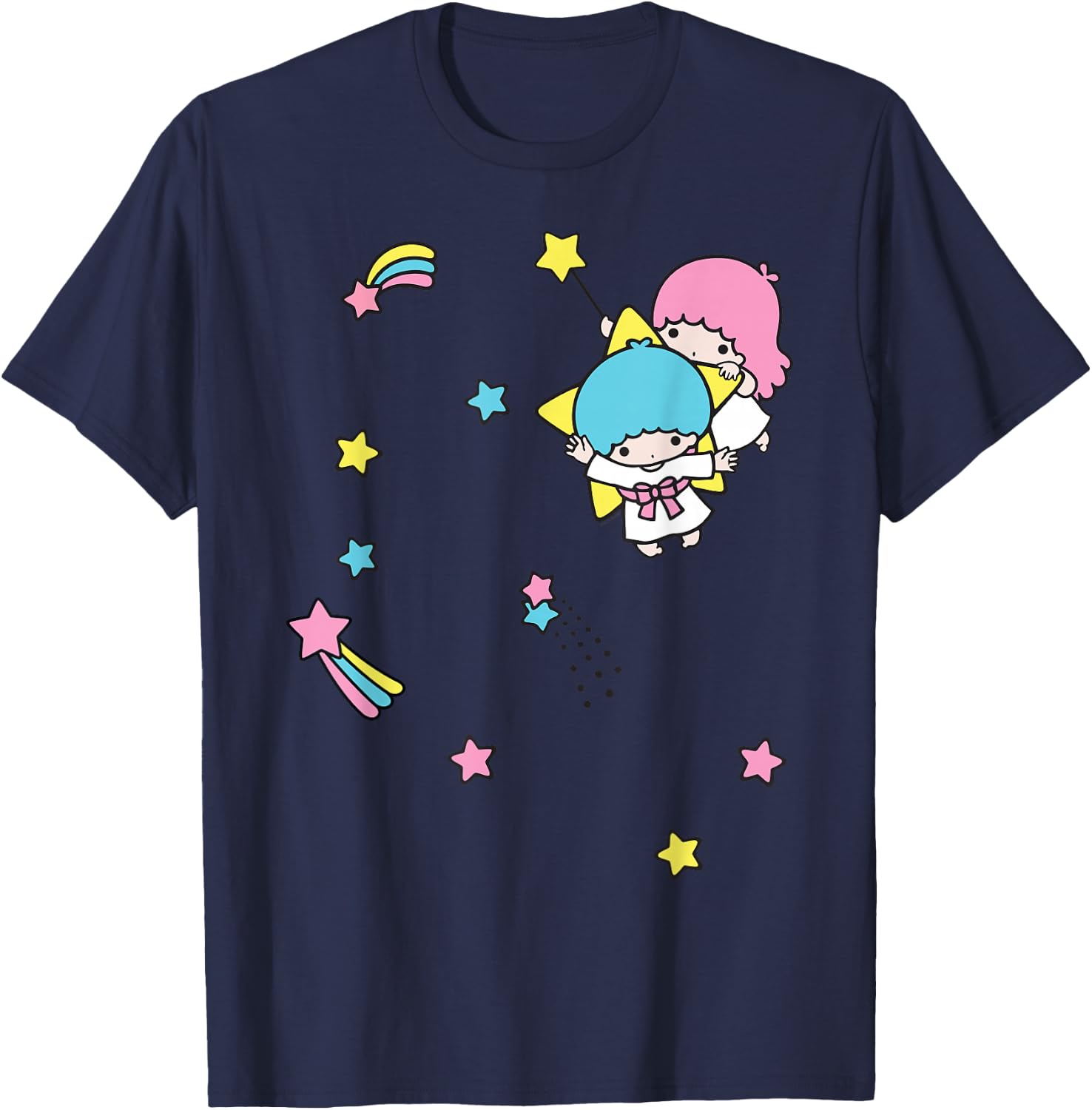 Little Twin Stars Rainbow Stars T-Shirt - T-Shirt | Navy