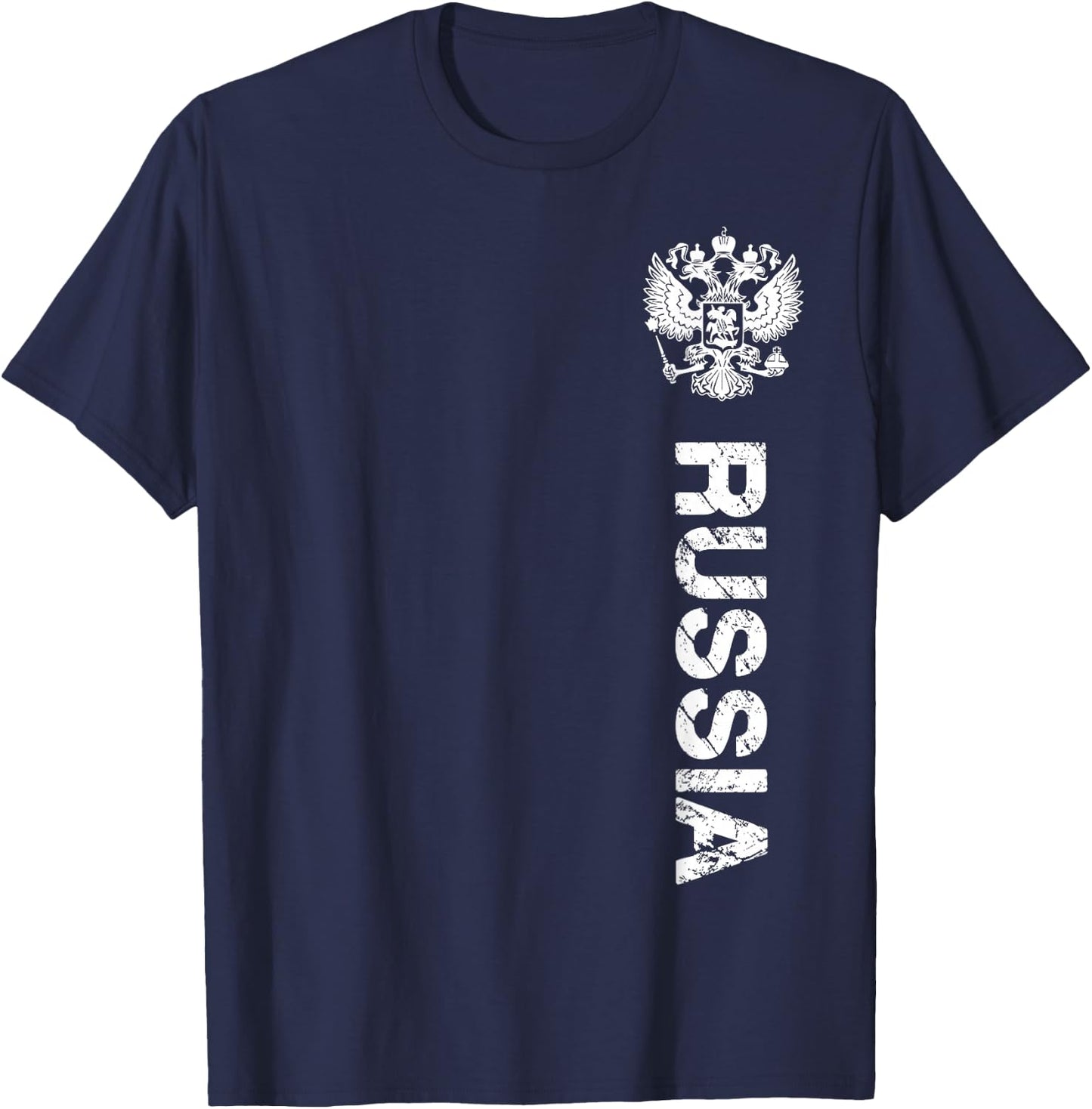 Russia Shirt Russia Flag Crest Men's & Women's Russia , black T-Shirt - T-Shirt | Navy