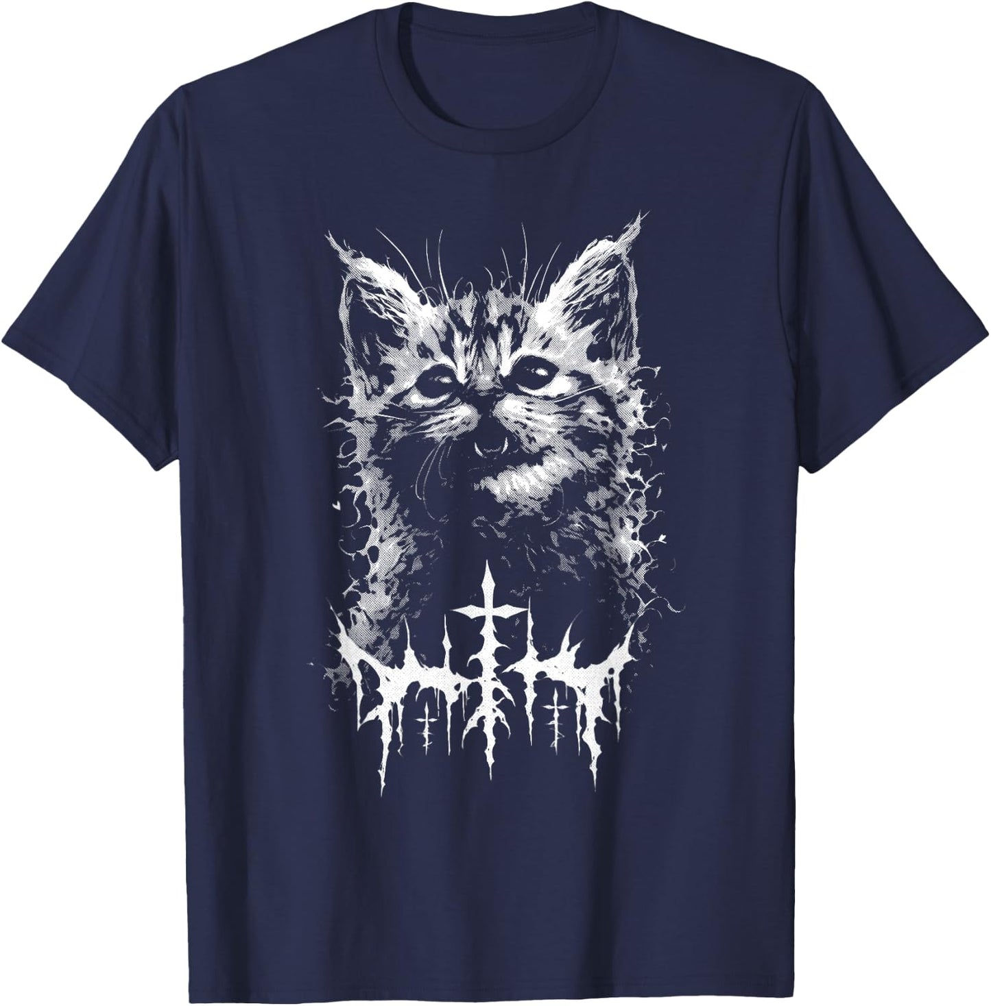 Kawaii Katze Black Metal Death Metal Parodie | Goth Grunge T-Shirt - T-Shirt | Navy