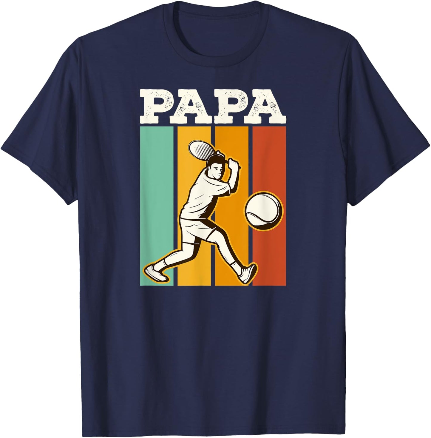 Tennis Papa 70s Retro Style Tennis Fathers Day T-Shirt - T-Shirt | Navy