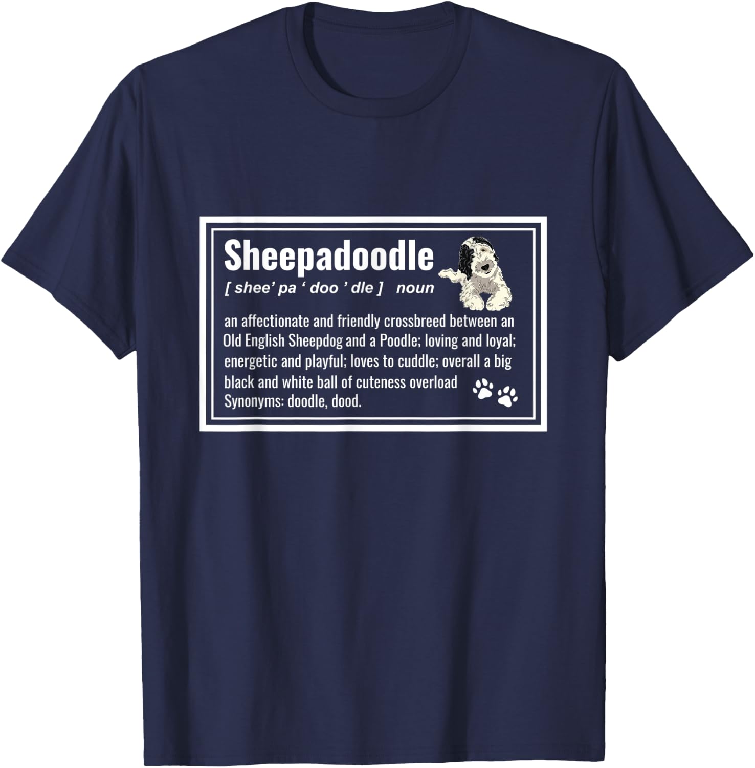 Doodle Dog Sheepadoodle Definition T-Shirt - T-Shirt | Navy