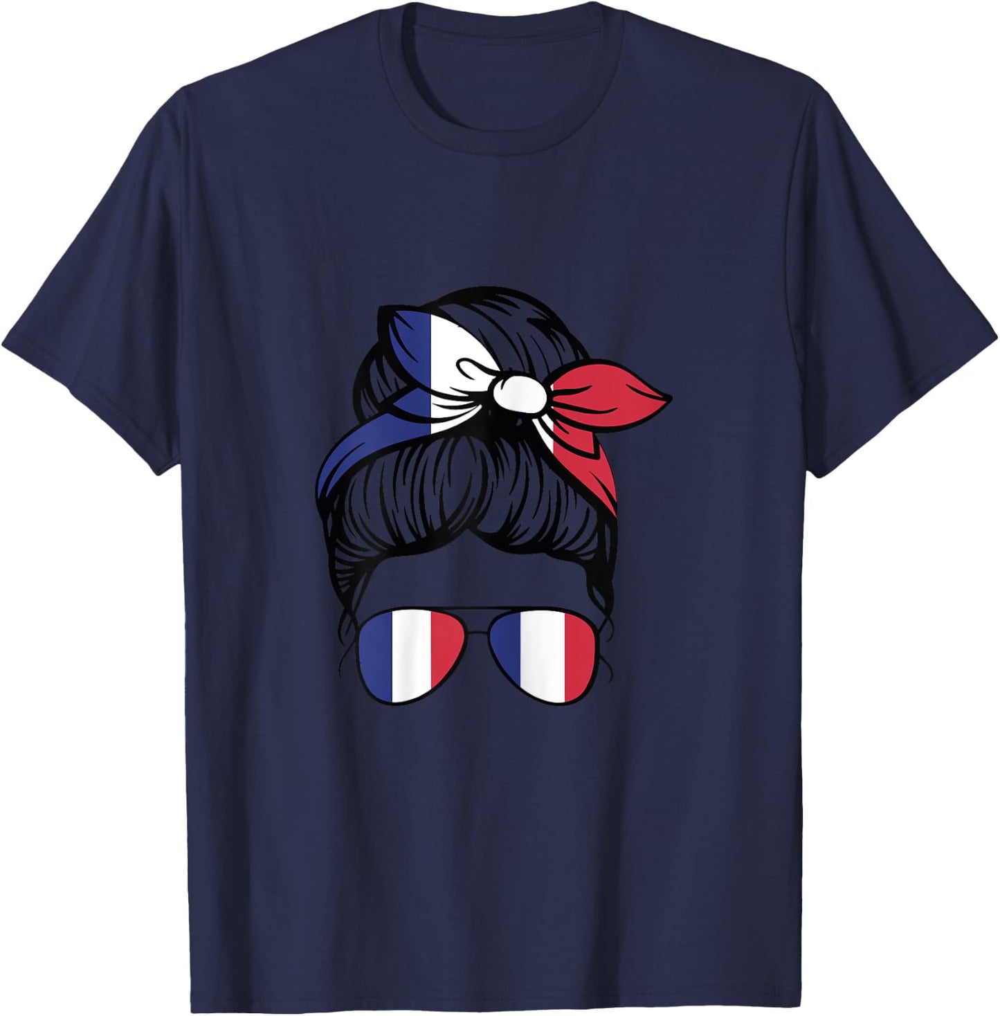 French Girl France French Girl Women French Flag , white, Female X-Small T-Shirt - T-Shirt | Navy