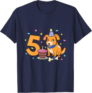 Geburtstagsshirt Hund - Kinder Geburtstag 5 Jahre T-Shirt - T-Shirt | Navy
