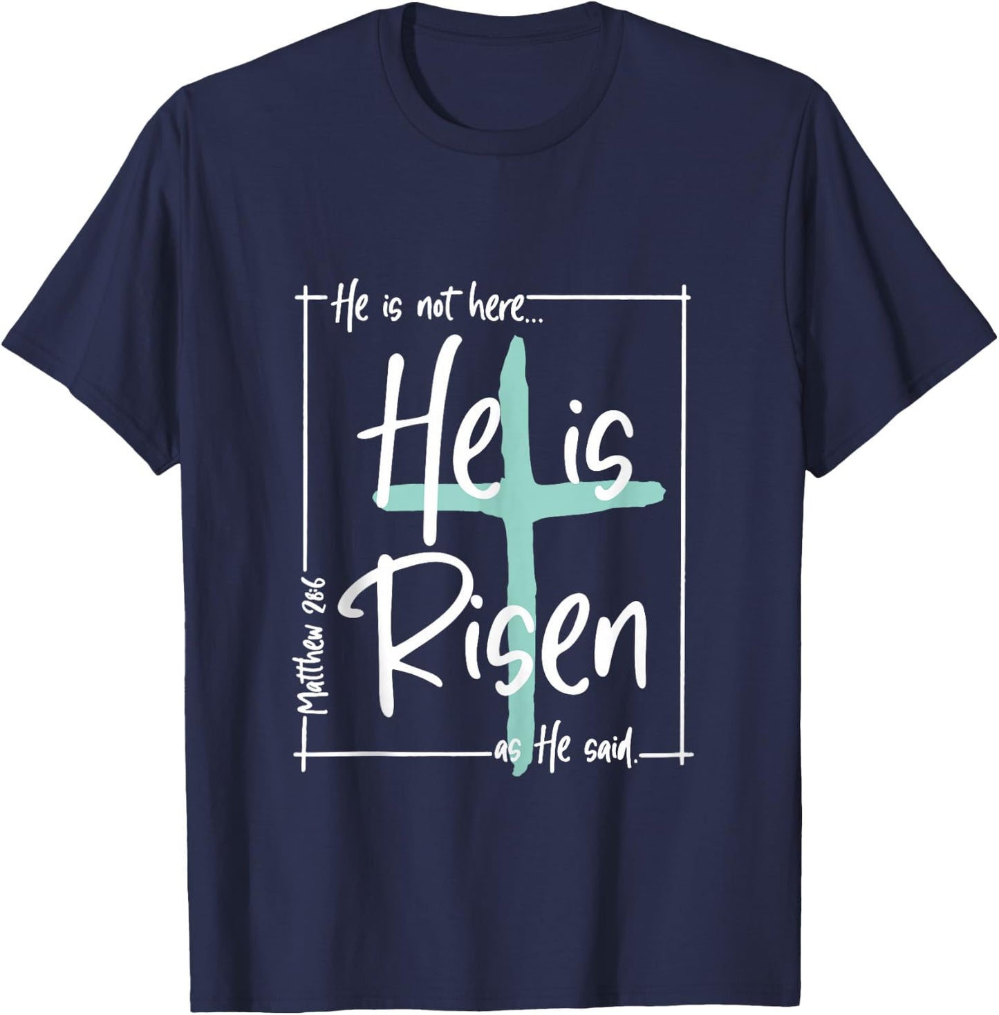 He Is Risen Shirt Easter Christian Cross Men Women Kids T-Shirt - T-Shirt | Navy