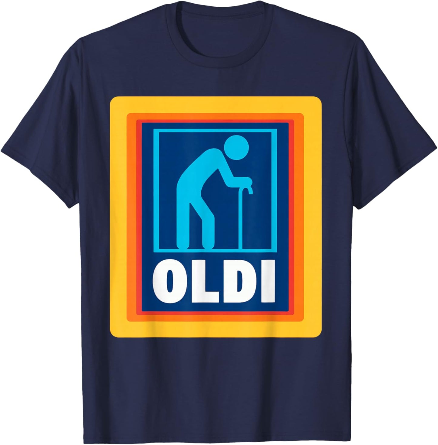 Funny OLDI Shirt - - Black - Short Sleeve - - S - Crew Collar - Graphic Design - Classic Plain Cotton - Gifts for Various Occasions T-Shirt - T-Shirt | Navy