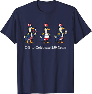 Off to Celebrate 250 Years American 250th Anniversary T-Shirt - T-Shirt | Navy