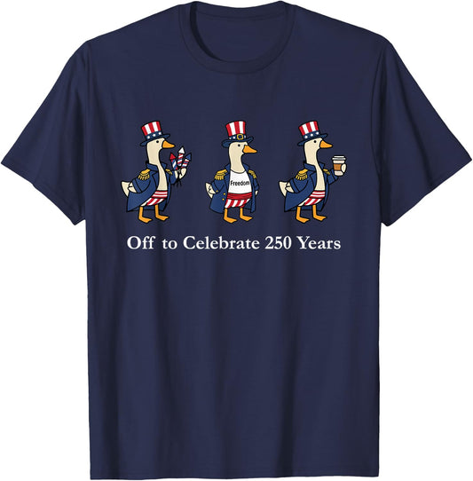 Off to Celebrate 250 Years American 250th Anniversary T-Shirt - T-Shirt | Navy