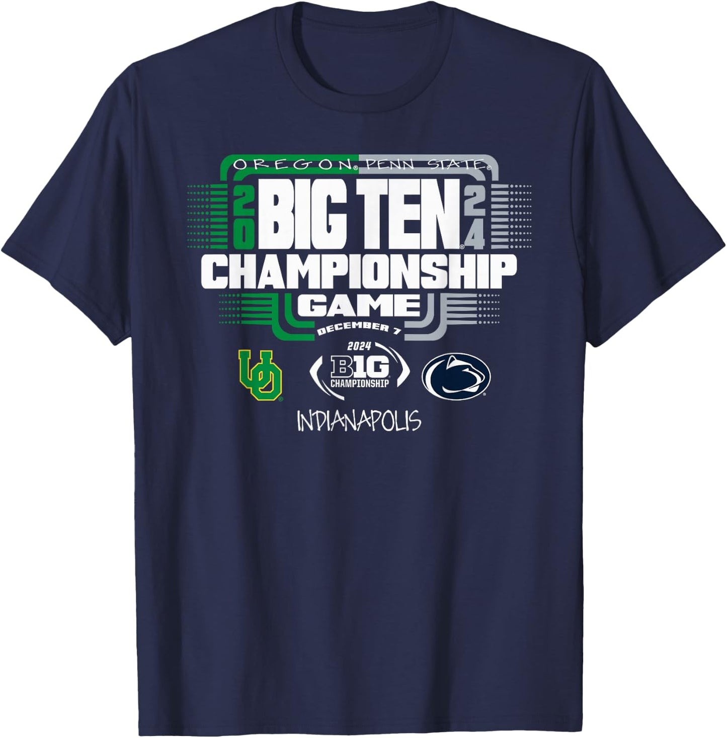 Oregon Ducks vs PSU Nittany Lions Big Ten Championship 2024 T-Shirt - T-Shirt | Navy