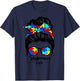 Stepmom Life Messy Bun Hair Autism Step-Mom Autism Awareness T-Shirt - T-Shirt | Navy