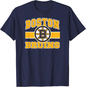 Boston Bruins Stripe Black Officially Licensed T-Shirt - T-Shirt | Navy