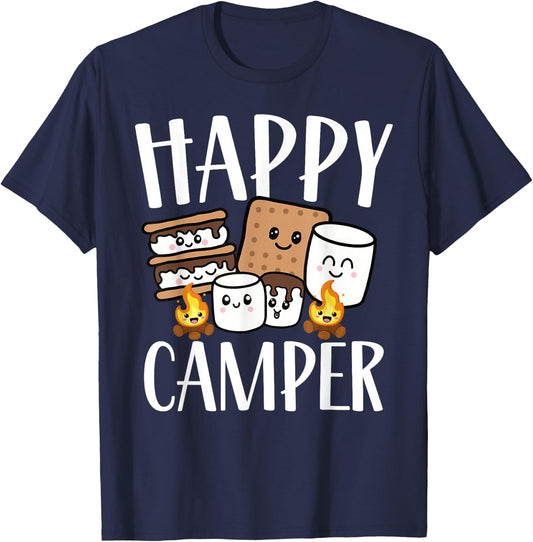 Kawaii Smore Happy Camper Camping Crew Trip Campfire Squad T-Shirt - T-Shirt | Navy