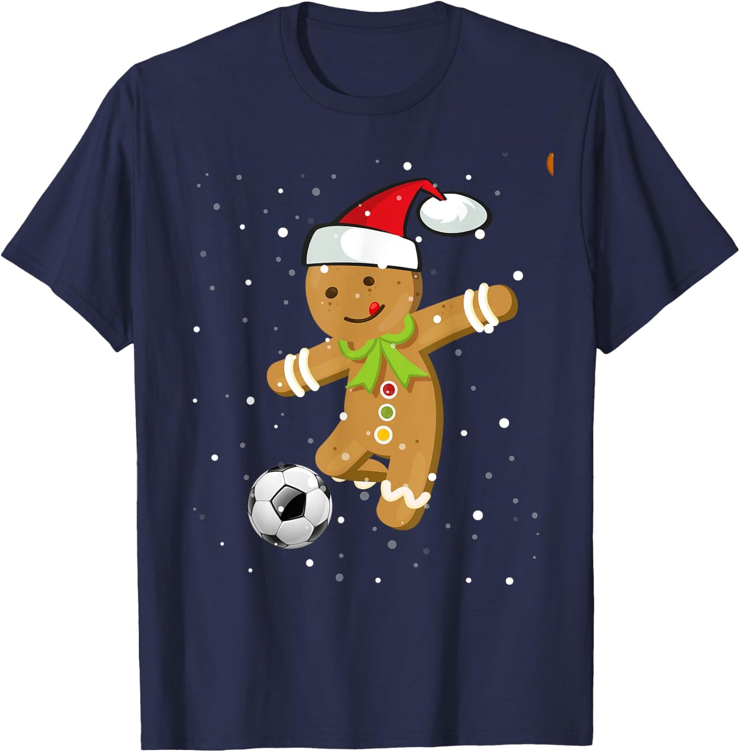 Christmas Football Soccer Gingerbread Player T-Shirt - T-Shirt | Navy