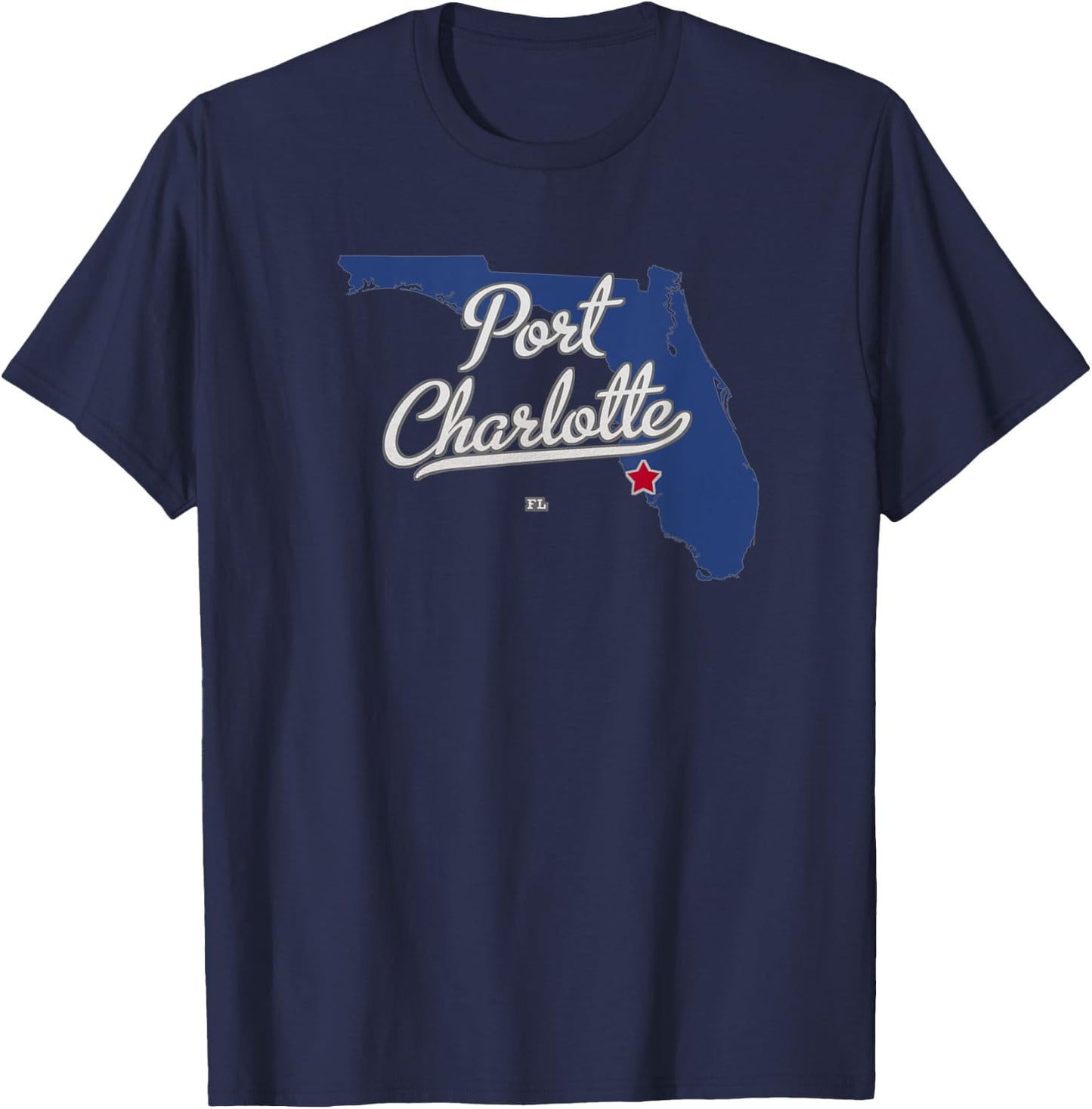Port Charlotte Florida FL Map T-Shirt - T-Shirt | Navy