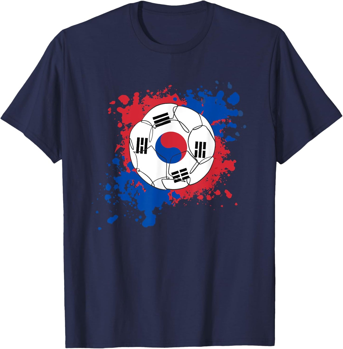 Soccer Ball With The Flag Of South Korea T-Shirt - T-Shirt | Navy